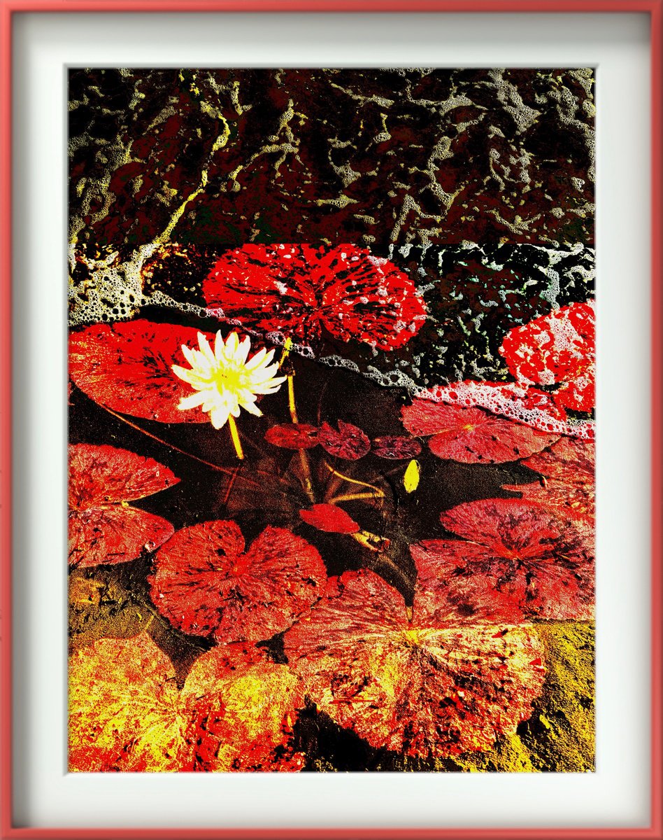 Abstract Animal Giclee Print By Yuliia Sharapova, 17 X 22", Colorful Water Lilies Flowers, Original Artwork