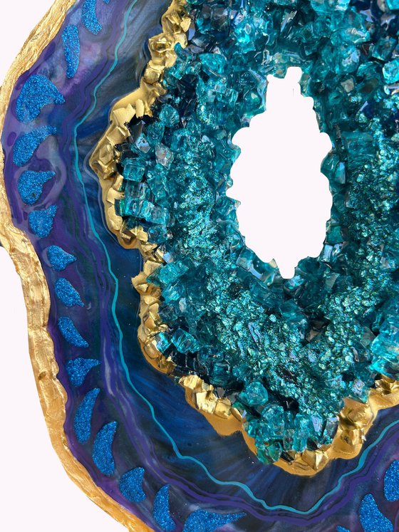 Geode Slice Luxiry "Peacock"