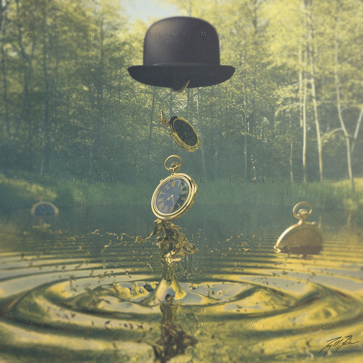 Surrealistic Landscape Giclee Print By Tony Fowler, 30 X 30", Inevitability Iii, Original Artwork