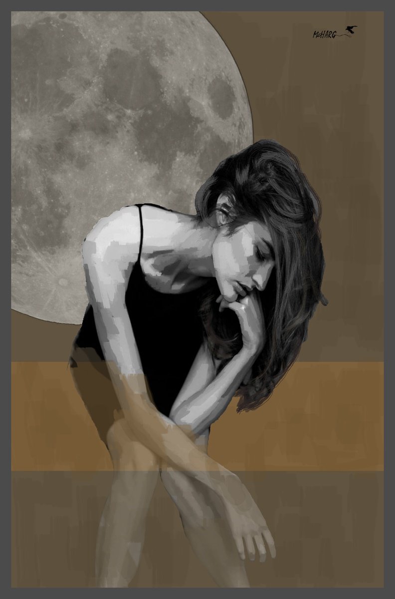 Impressionistic Portrait Painting By Joe Mcharg, 35 X 53, Remembrance Of A Sad Day, Original Artwork