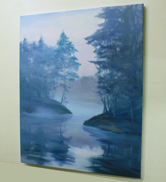 Blue fog on the lake