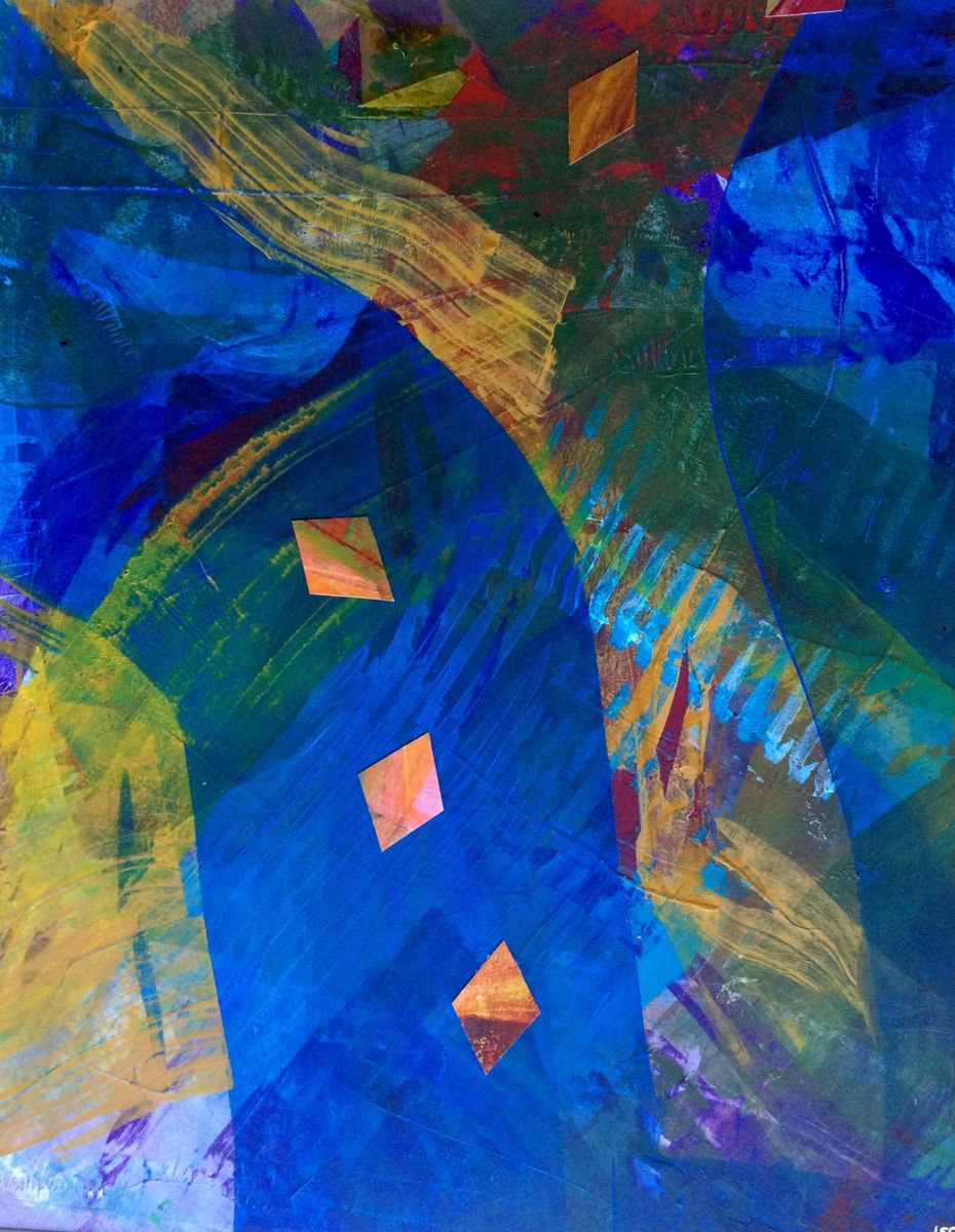 Blue Collage Diamonds by Joy Osman