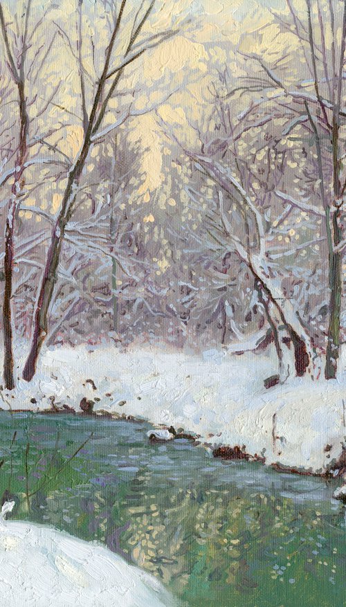 A frosty evening on the Chertanovka River by Simon Kozhin