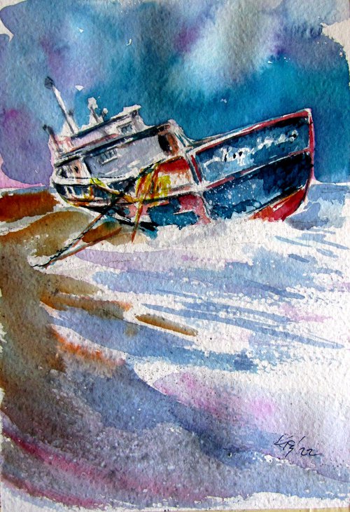 Ship on the shore by Kovács Anna Brigitta