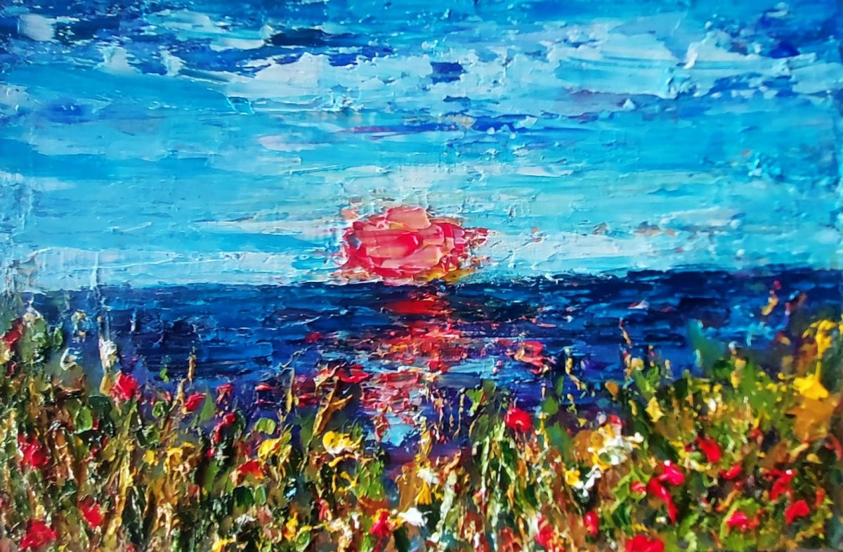 Red Moon walk by Niki Purcell - Irish Landscape Painting
