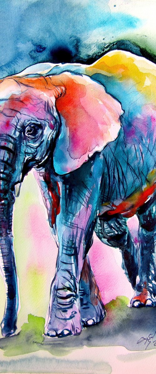 Elephant at night by Kovács Anna Brigitta