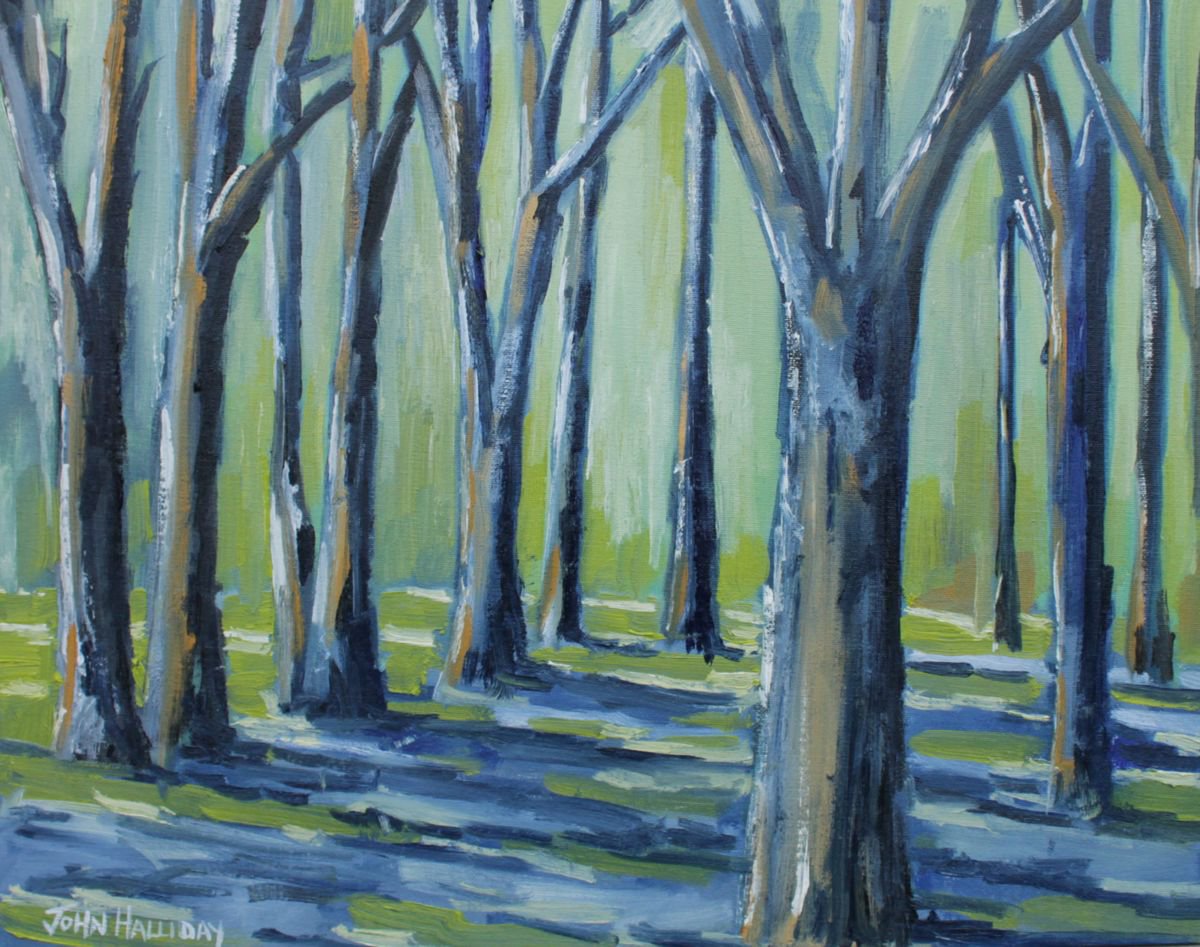 Impressionistic Landscape Oil Painting By John Halliday, 20 X 16, Woodlands, Original Artwork