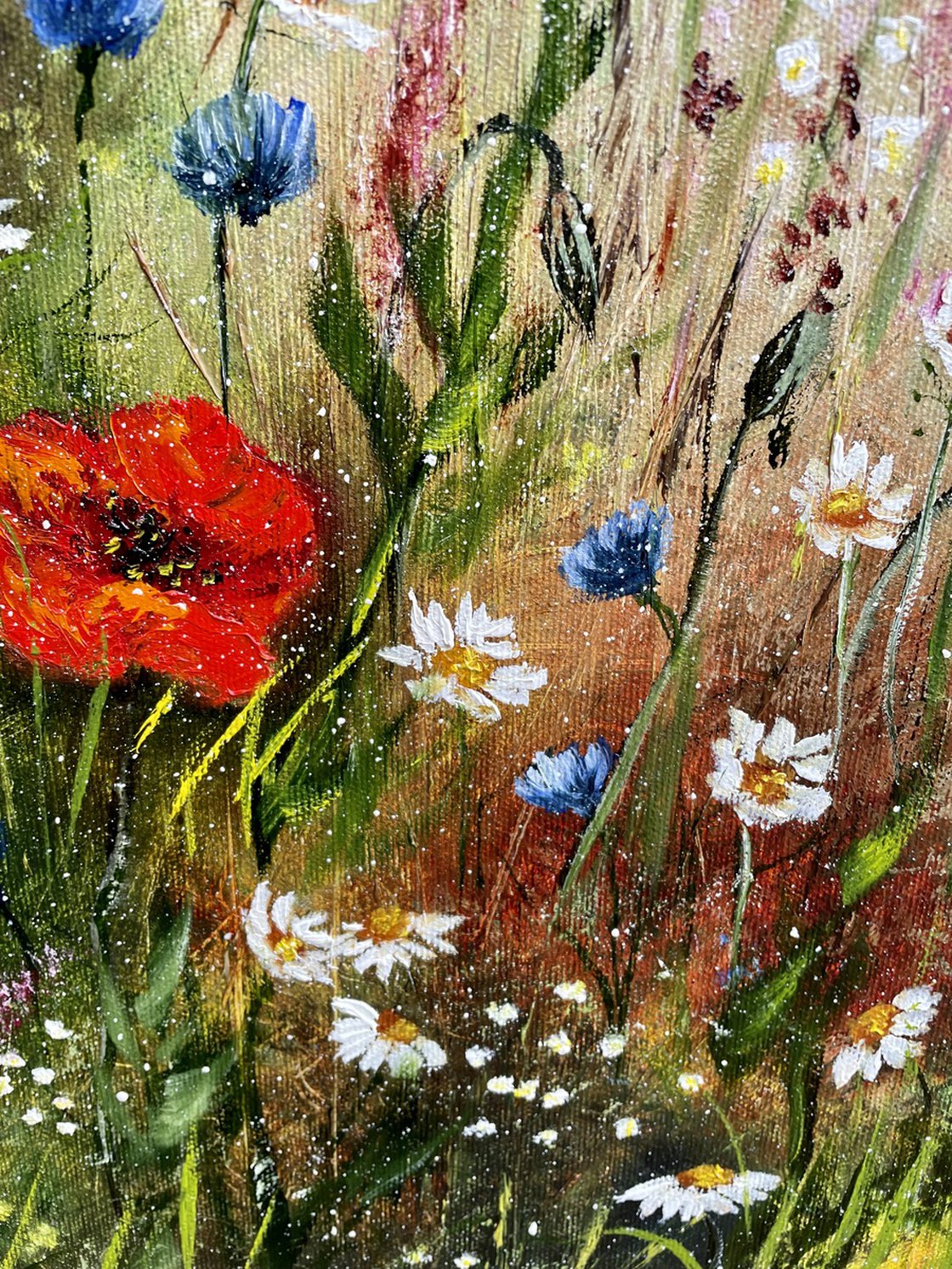 Passion and tenderness - red meadow flowers Oil painting by Tanja 
