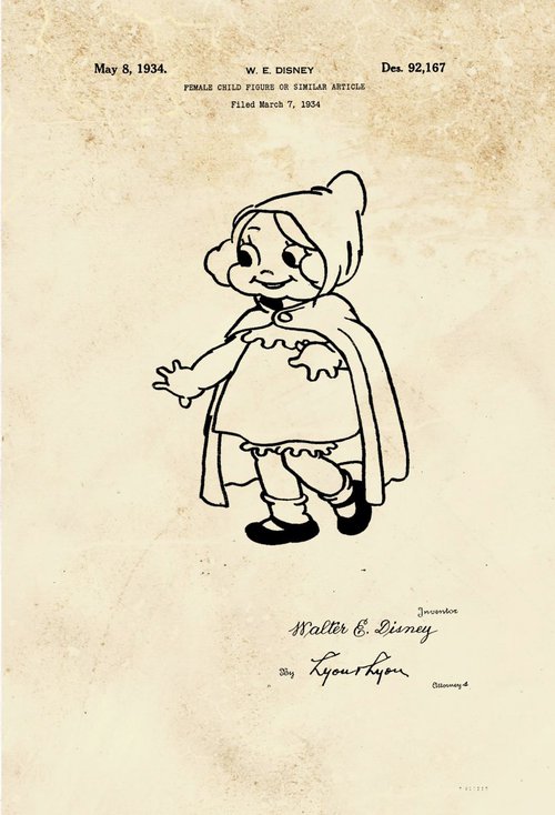 Disney Early Snow White character patent - circa 1934 by Marlene Watson