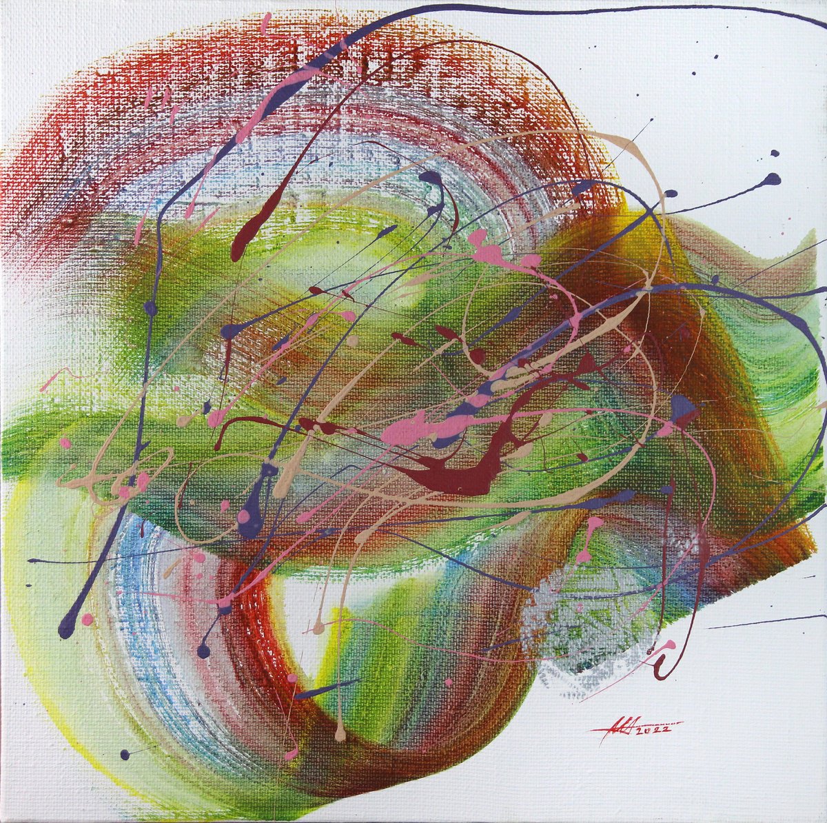 Organic Abstract Acrylic Painting By Anatoliy Menkiv, 18 X 18, Metamorphosis, Original Artwork