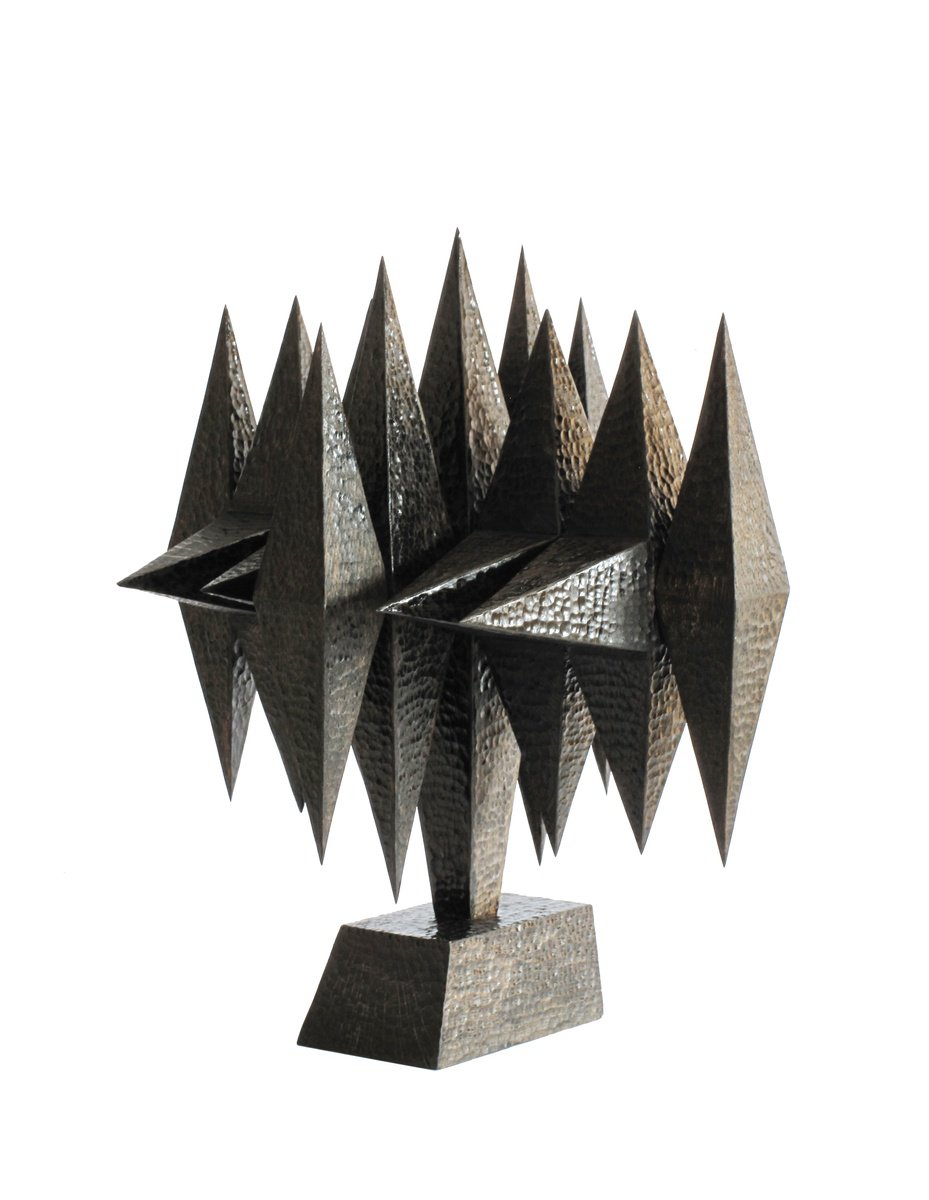 Geometric Abstract Wood Sculpture By Nikola Tsvetanov, 12 X 14", "Perspective", Original Artwork