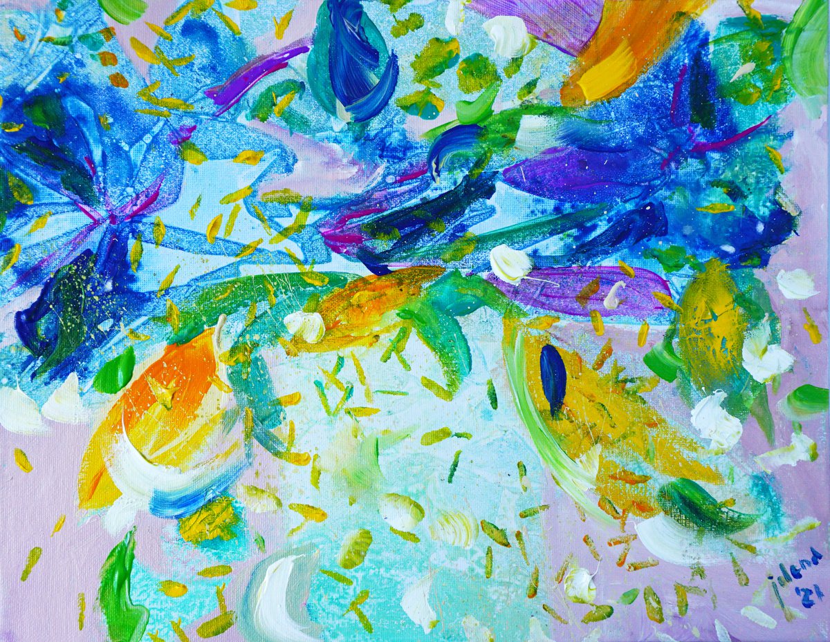 Abstract Acrylic Painting By Jelena B, 14 X 11, Your Joy 21 11X14In (~28X35Cm), Original Artwork