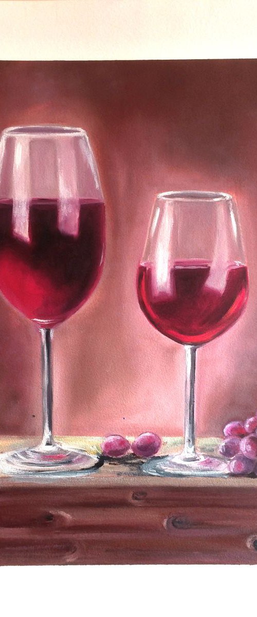 Grape wine in wine glasses by Ira Whittaker