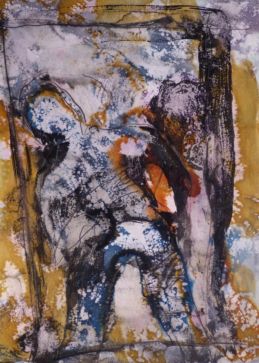 Expressive Portrait Ink Drawing By Frederic Belaubre, 11 X 16, Prolegomena Series E6, Original Artwork