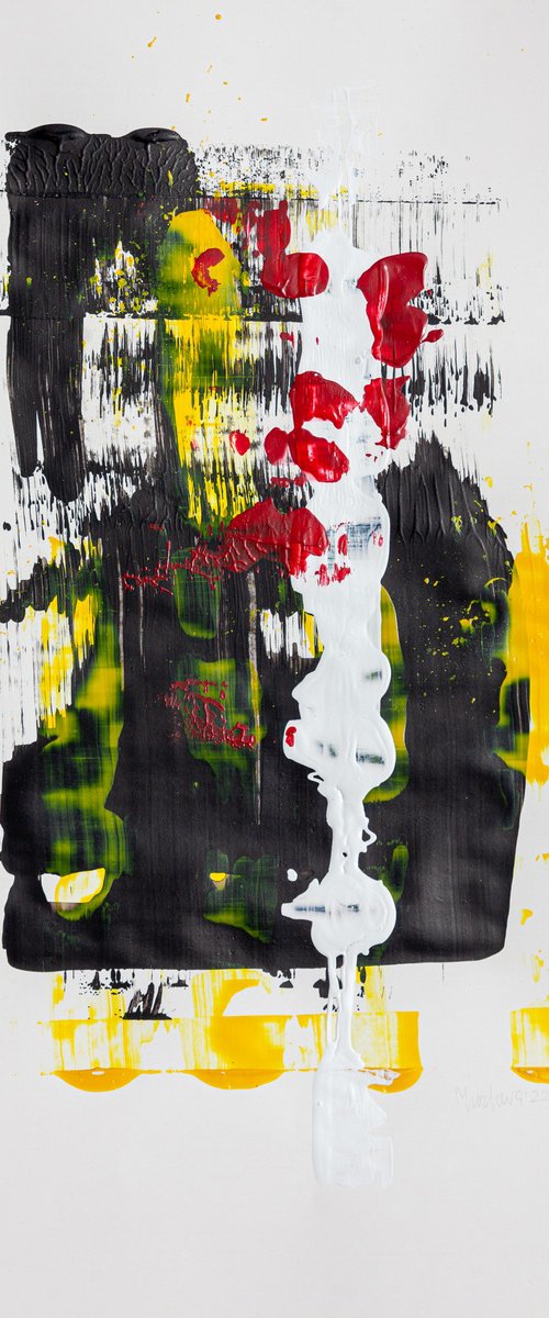 Composition of yellow and black with the addition of red by Evgenia Muzheva