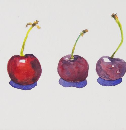 Cherries in a line by Krystyna Szczepanowski