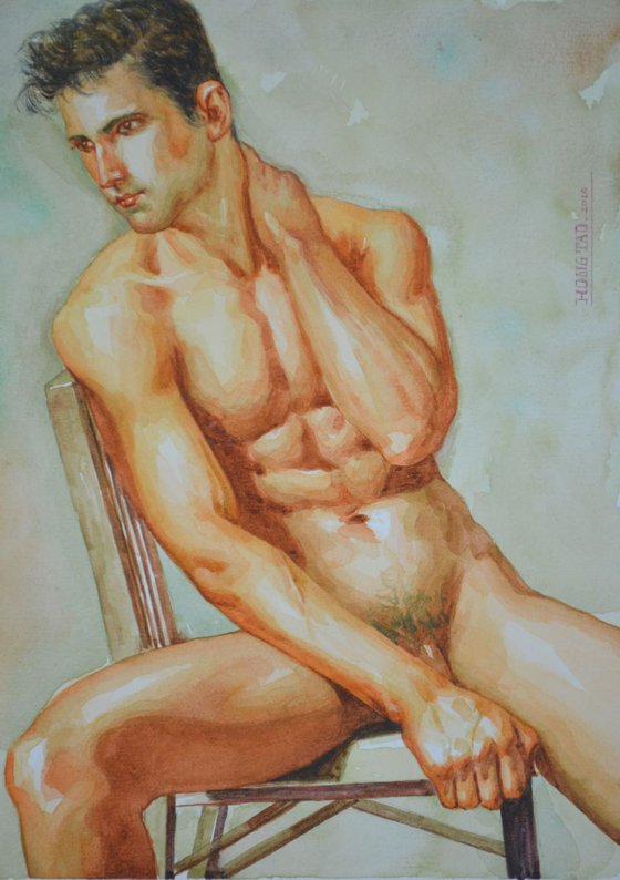 WATERCOLOUR MALE NUDE#16-1-24-02