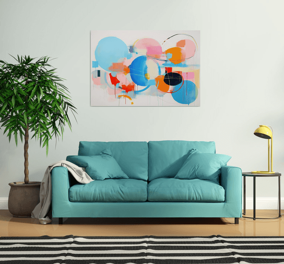 Emotional Abstract Painting with water blue shape 0612232