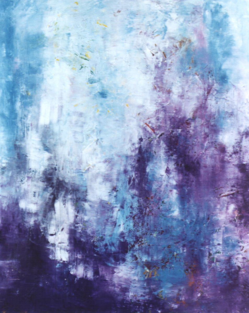 Abstract Landscape Oil Painting By Saroja Van Der Stegen, 25 X 30", Purple (Ref#:528-20F), Original Artwork