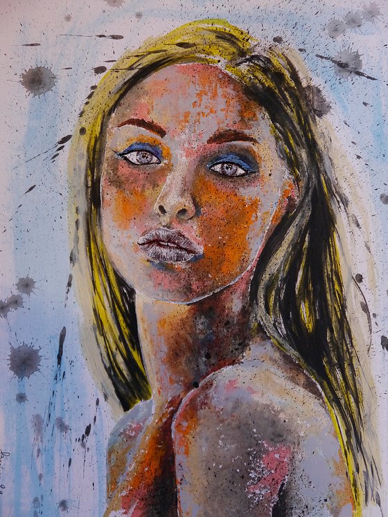 Portrait PS 101 WOMAN SUNSET ORIGINAL PAINTING  CONTEMPORARY