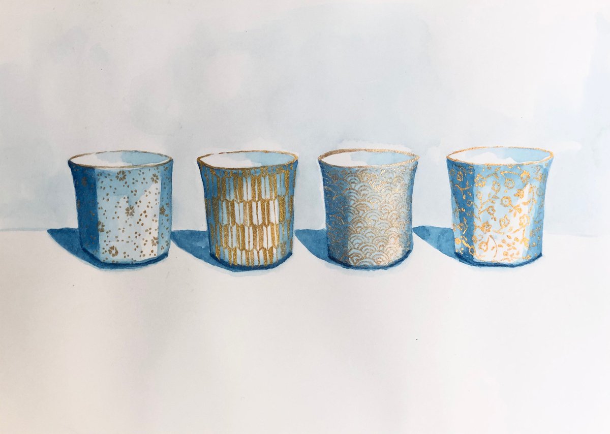 Golden sake cups by Krystyna Szczepanowski