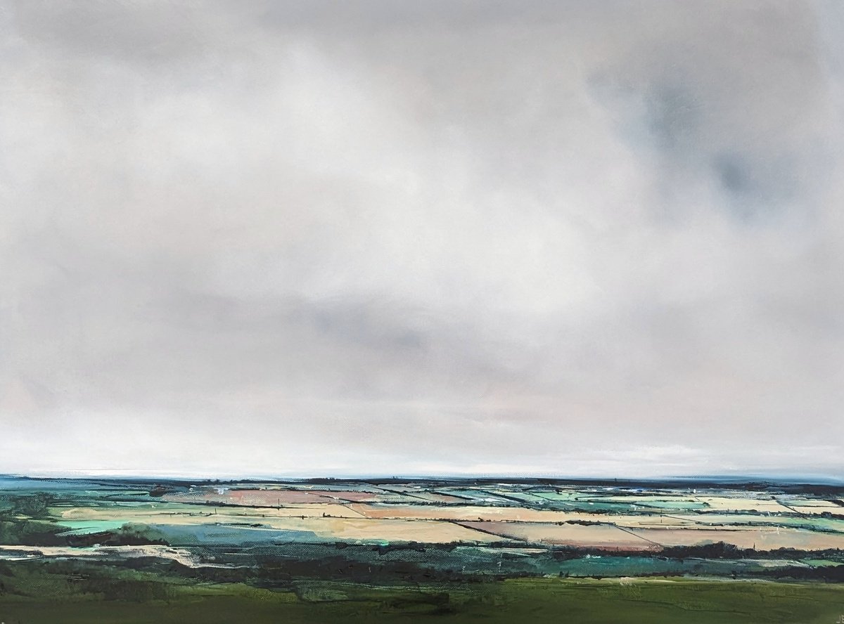 Expressive Landscape Oil Painting By Jo Earl, 31 X 24, National Trust - Ascott View, Original Artwork