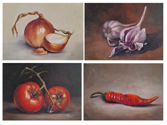Set Kitchen Vegetable Wall Art