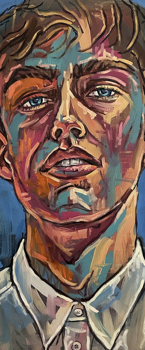 Male portrait painting young man by Emmanouil Nanouris