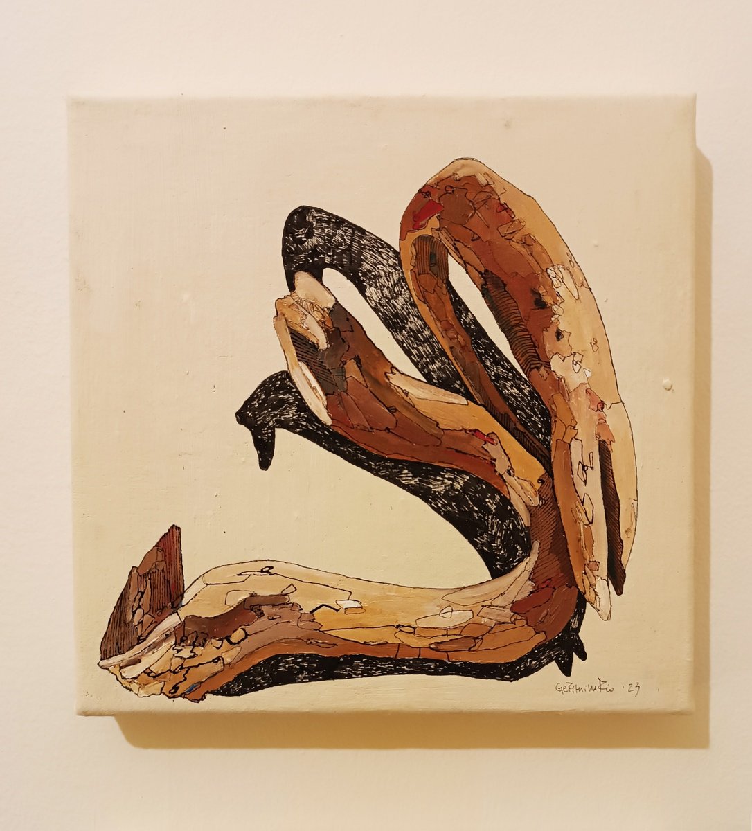 Organic Botanical Oil Painting By Isabellangela Germinario, 10 X 10, Not A Snake, Original Artwork