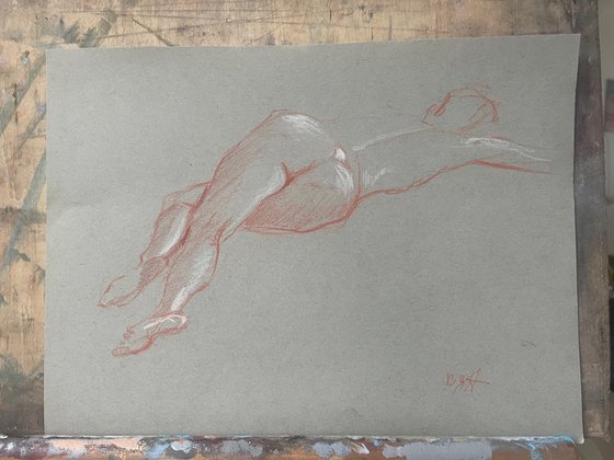 nude drawing. lying model