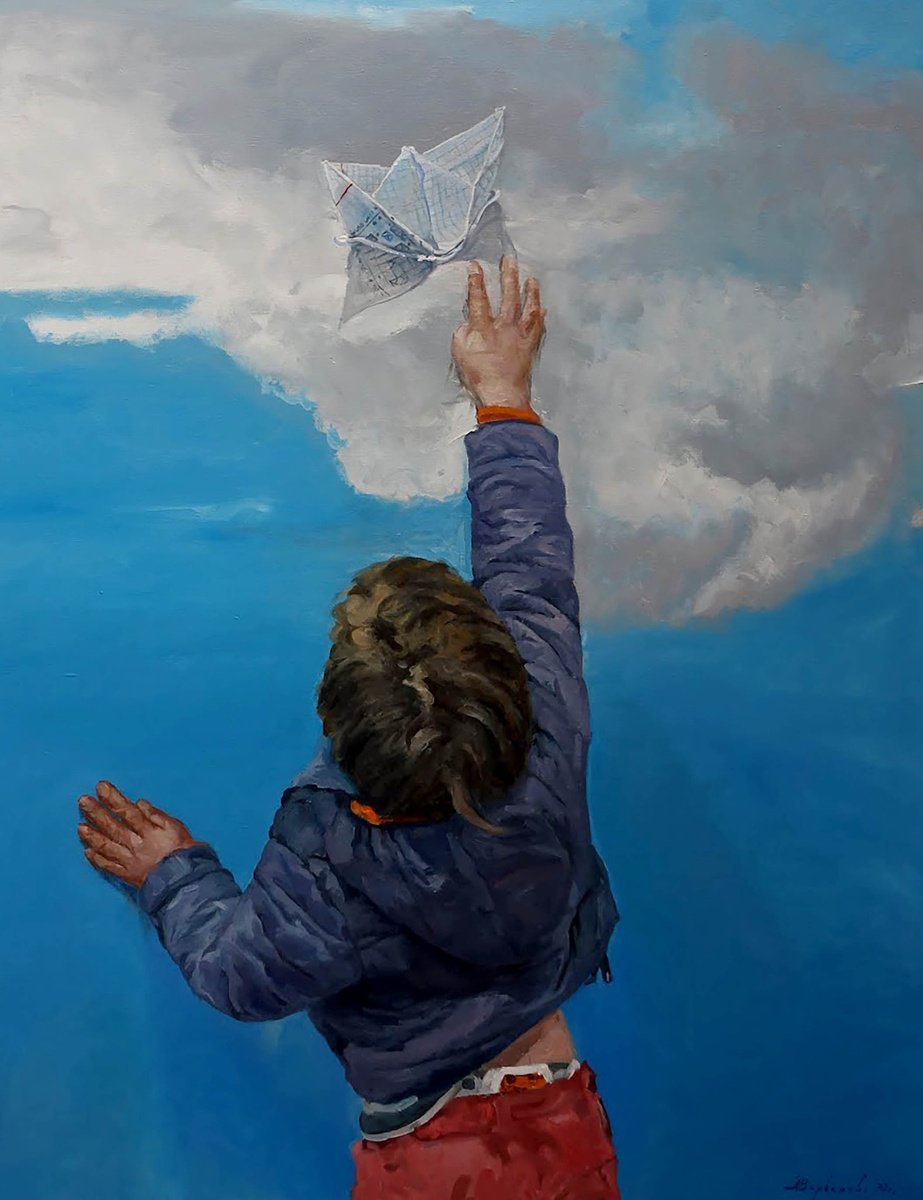 Photorealistic Portrait Giclee Print By Anatolii Varvarov, 20 X 28, The Clouds, Original Artwork