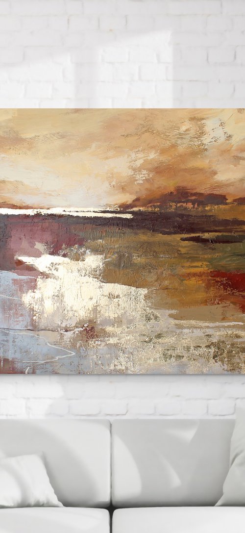 "Calabria" Abstract brown rust gold art by Solomia