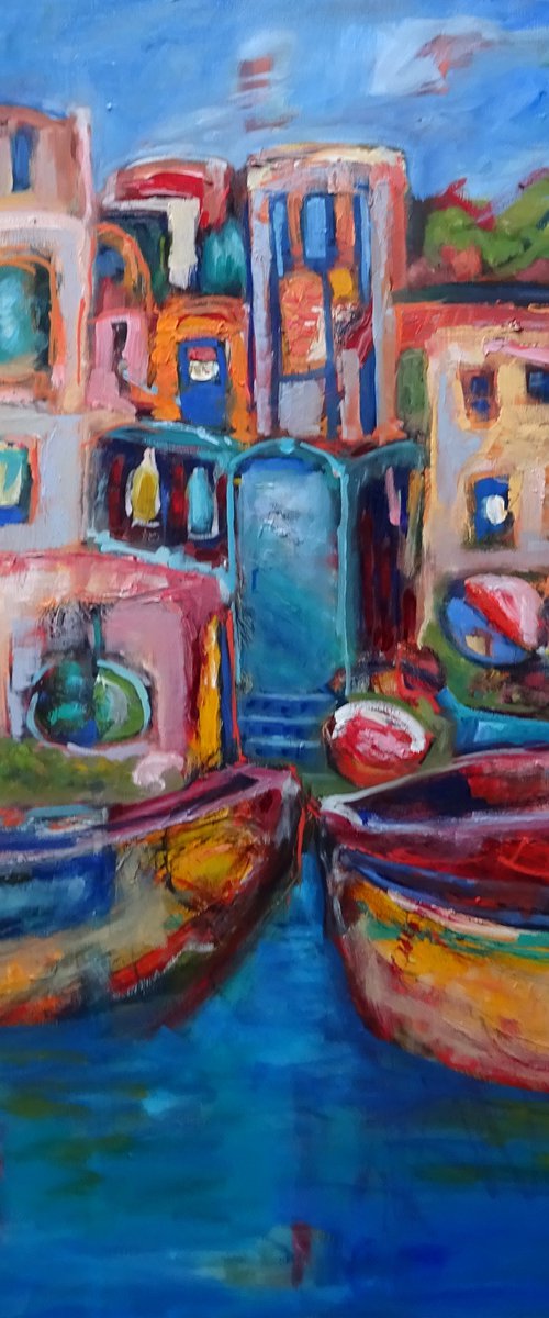 BOATS ON THE RIVER GANGES by Maureen Finck