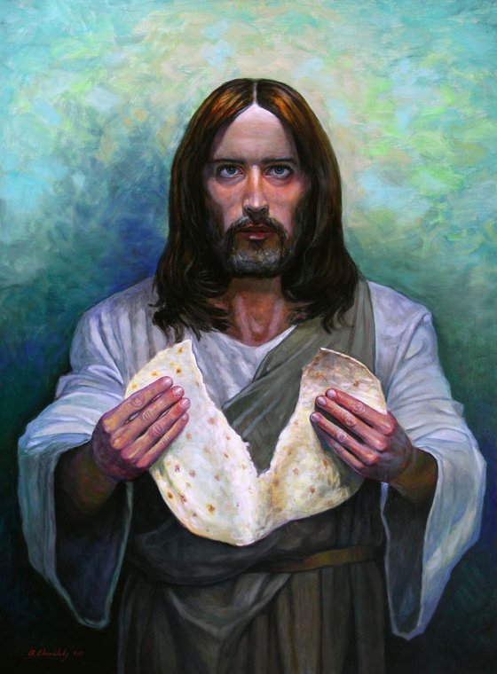"Christ breaking bread"