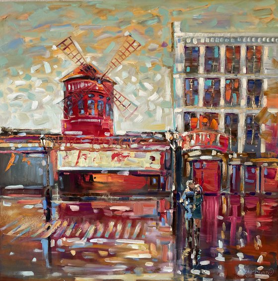 Moulin Rouge for two. Original oil painting