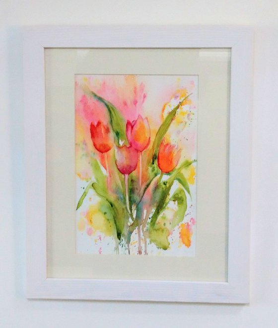 Tulips Splash - semi abstract floral