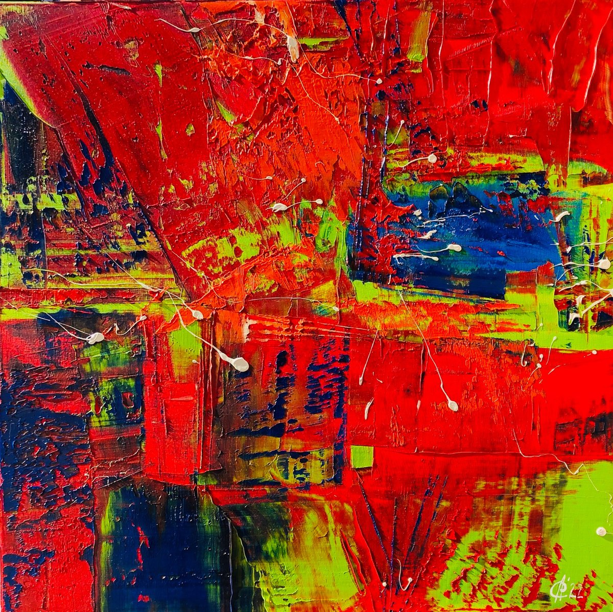 Abstract Oil Painting By Svitlana Andriichenko, 31 X 31", India. A76, Original Artwork