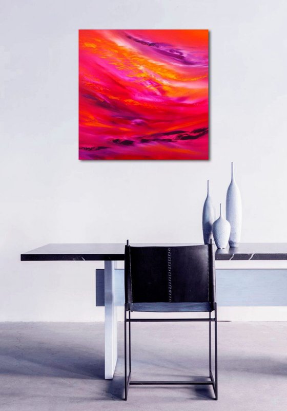 Sky Element I, 60x60 cm, Deep edge, Original abstract painting, oil on canvas