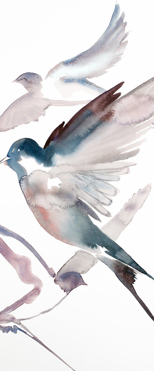 Swallows in Flight No. 34 by Elizabeth Becker