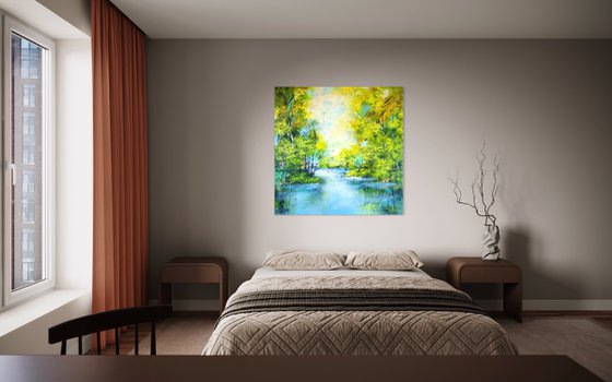 "Tranquil Waters: Forest Serenity", XXL