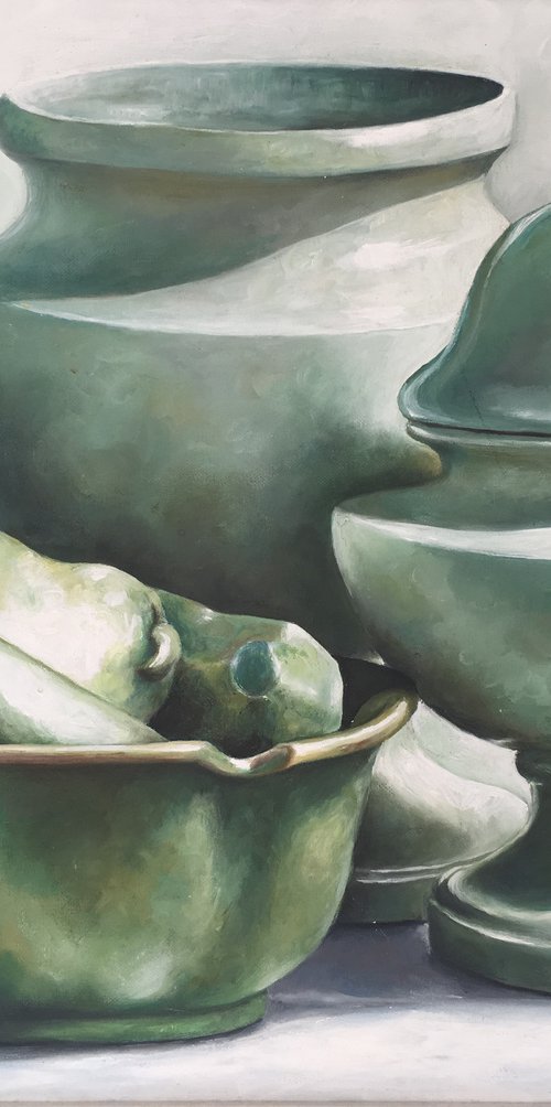 Still Life In Green by Trisha  Lambi