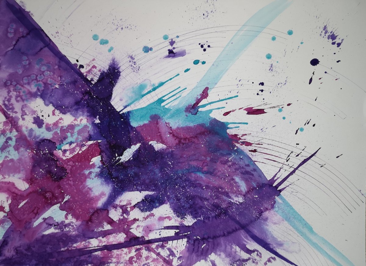 Organic Abstract Watercolour By Aneta Gajos, 30 X 22, Movement, Original Artwork