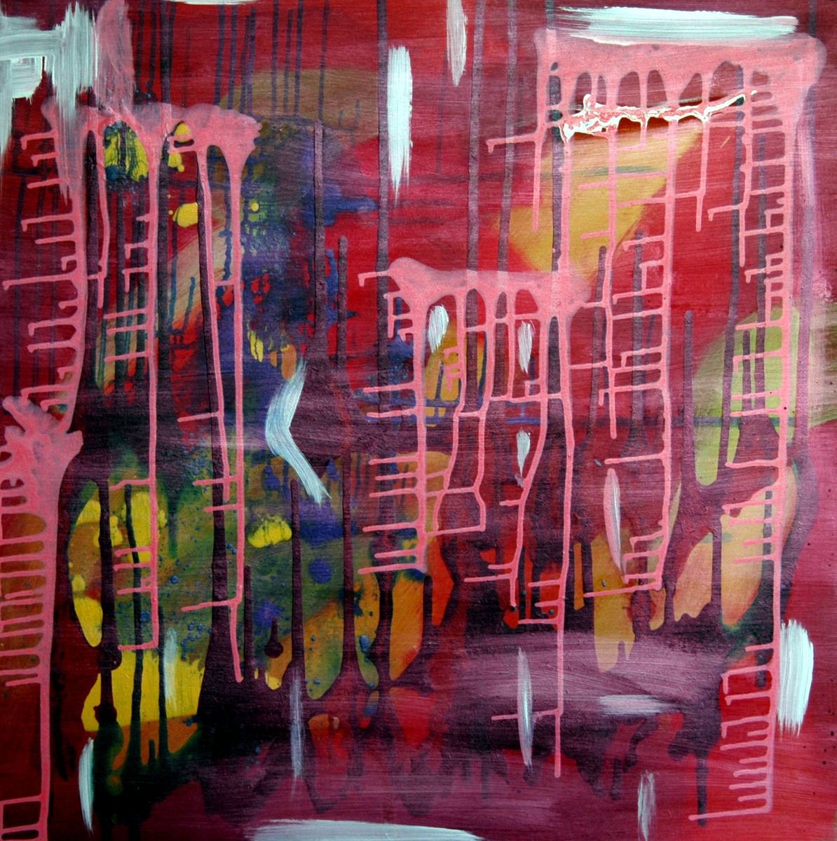 Abstract Acrylic Painting By Cb., 31 X 31, Abstract On Mdf 27, Original Artwork