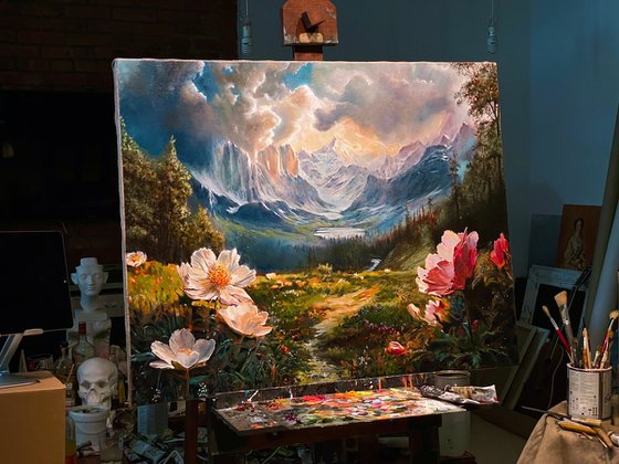 Landscape with flowers
