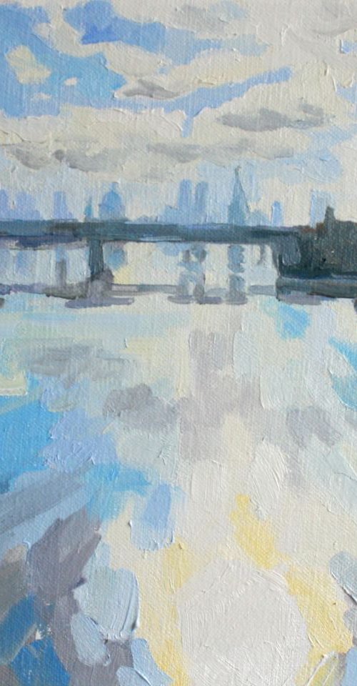 Early morning from Charing Cross bridge (study) by Katharine Rowe