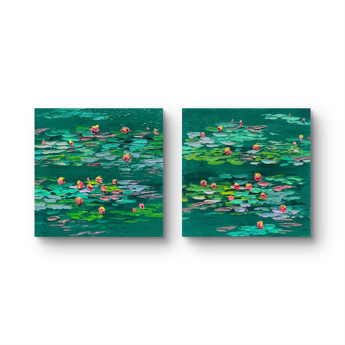 Green Water Lilies Pond By Amita Dand, 6 X 6, Artwork For Sale On Artfinder