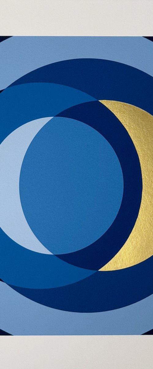 Fine Art Print & Gold painted. Blue by Laura Rota