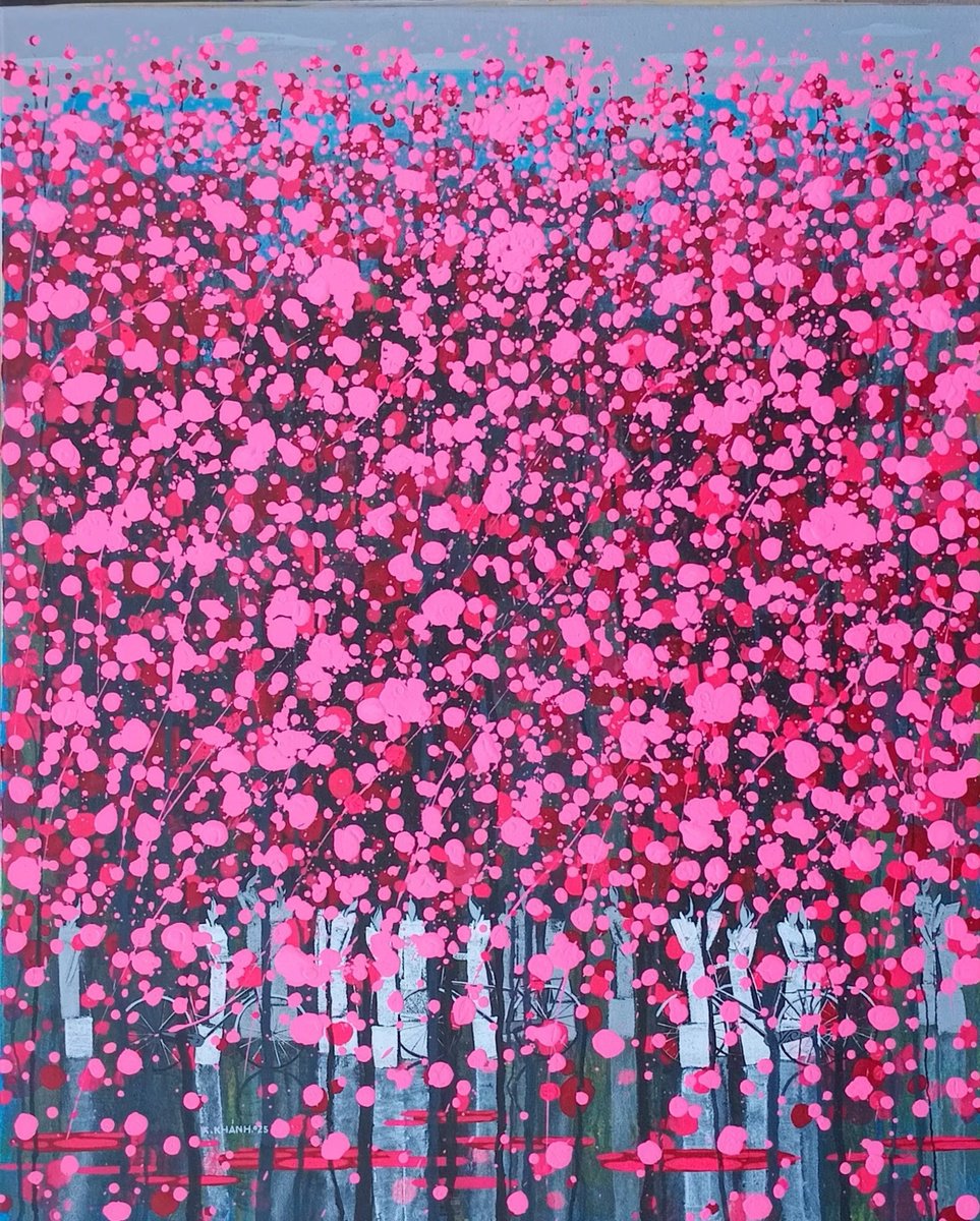 Impressionistic Landscape Acrylic Painting By Xuan Khanh Nguyen, 35 X 43", Spring 18, Original Artwork