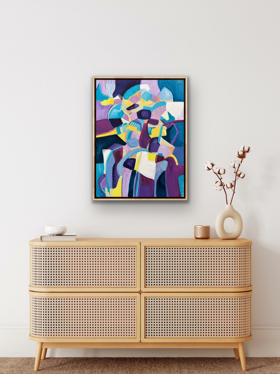 Abstract Acrylic Painting By Samantha Malone, 24 X 31", Me, Myself And I, Original Artwork