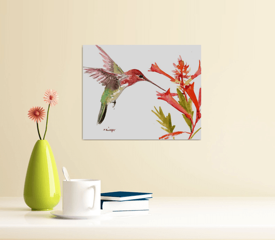 Hummingbird and Flowers